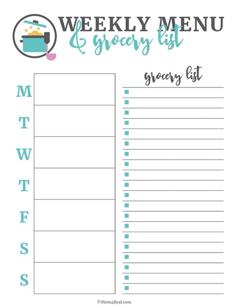 Free Printable Weekly Meal Planner With Grocery List Free Printable