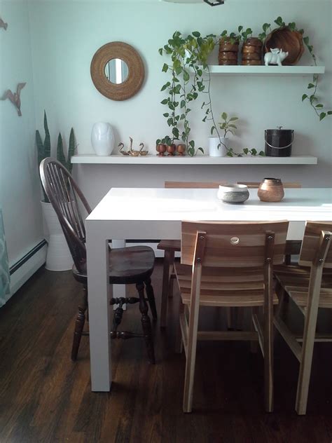 This sleek white kitchen table set is perfect for you if you want something that can accommodate this sleek white and bamboo dining set would look great in any space, and folding table leaves mean there's always room for guests, too. Lilly's Home Designs: Skogsta Chairs and Parsons Dining ...