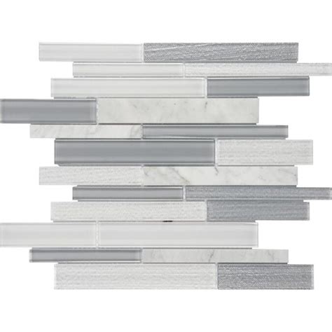 Anatolia Tile Mystique Winter 3 In X 12 In Stone And Glass Linear Mosaic Tile Sample In The Tile