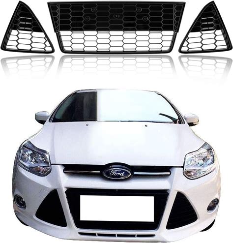 Exterior Accessories 3pcs Honeycombed Front Bumper Lower Grille Gloss