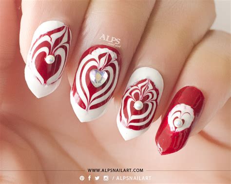 red water marble heart nails for valentine s day nail art by born pretty nailpolis museum of