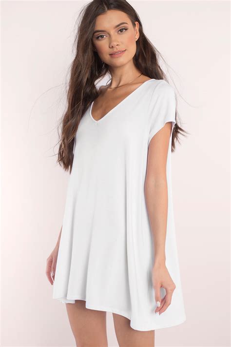 White Shift Dress V Neck Dress White Dress Long Dress Shirt 38