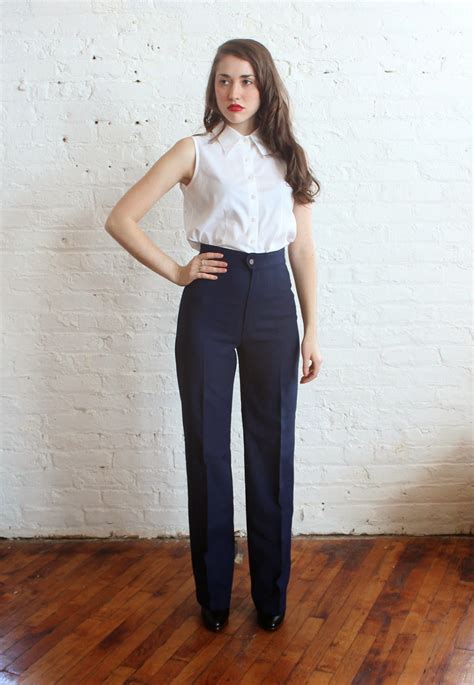 Laws Of General Economy Vintage High Waisted Navy Trousers Xss