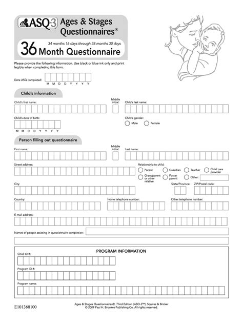 Ages And Stages Questionnaire Free Printable