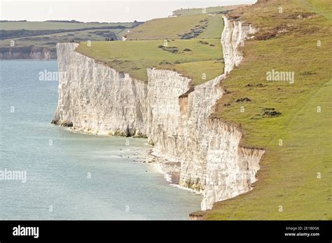 View Along Part Of The Seven Sisters Chalk Cliffs Near Birling Gap On