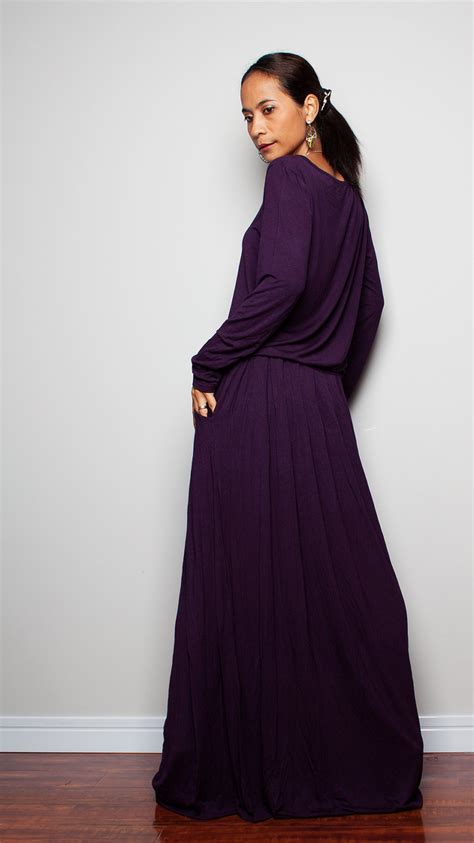 Deep Purple Maxi Dress Long Sleeve Dress On Luulla