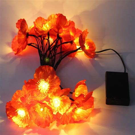 2021 Poppy Flower Lights Led Floral Garland Christmas Holiday String