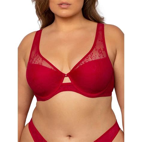 Smart And Sexy Mesh Plunge Bra No No Red Smooth Lace 32dd Target