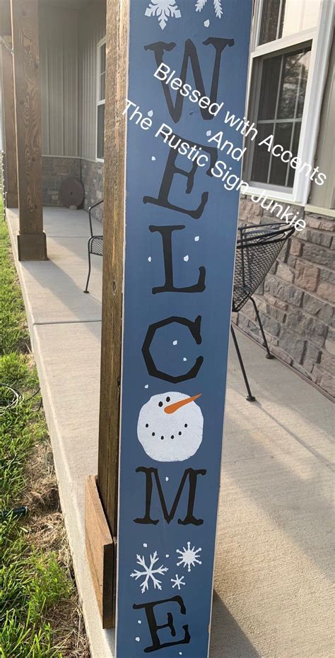 Large Welcome Signs Snowman Welcome Sign Snowman Decor Front Porch