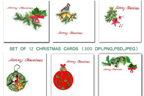 Set Of Greeting Christmas Cards By Rich Stoker Thehungryjpeg