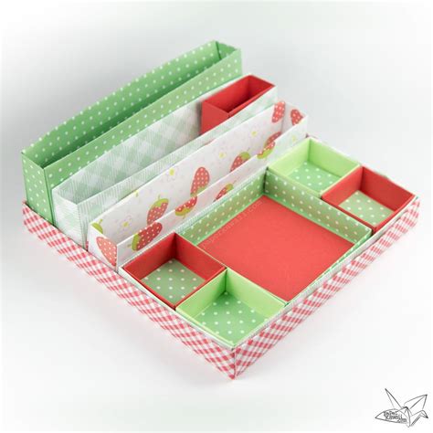 Origami Desk Organiser Tutorial Nested Boxes Paper Kawaii In 2020