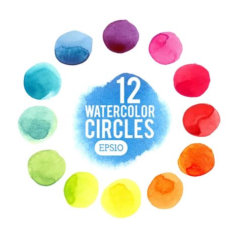 Colorful Set Vector Isolated Watercolor Paint Circles — Stock Vector