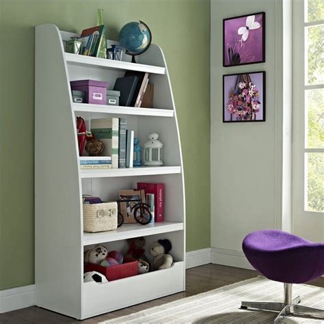 Kids 4 Shelf Bookcase In White Finish 9627196