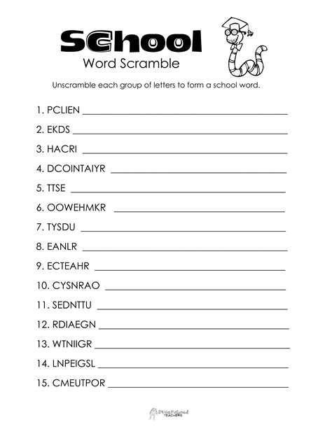 Word Scramble Worksheet With Answers