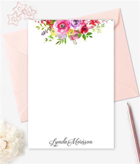 A common choice for baby shower thank you card wording that is always appropriate is to end with sincerely and your name. Watercolor Floral Note Cards Personalized Stationery - DIY ...