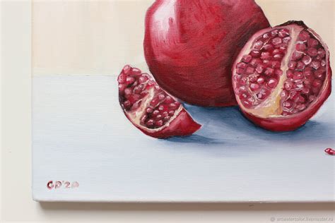Oil Painting Pomegranate Still Life With Fruit