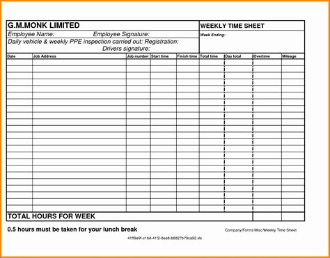 6 Weekly Time Sheets Excel Templates Excel Templates