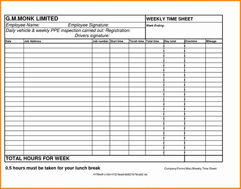 Printable Timesheet Template With Lunch Printable Templates