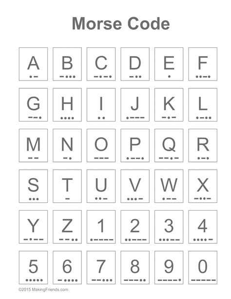 Printable Morse Code Alphabet