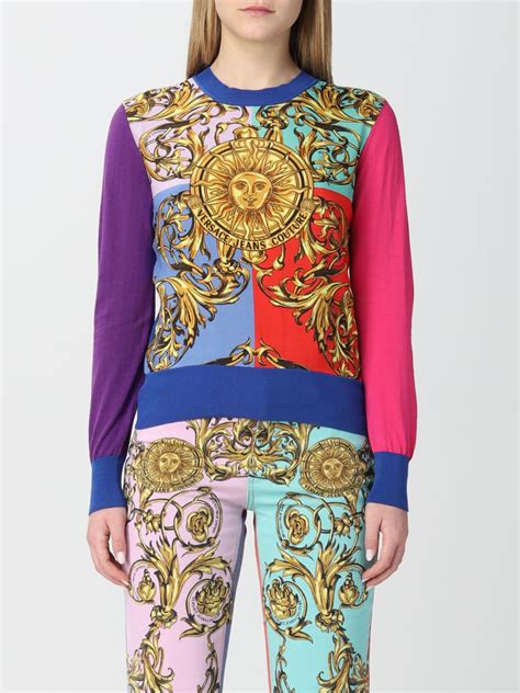 Versace Jeans Couture Sweatshirt With Baroque Print Blue Versace