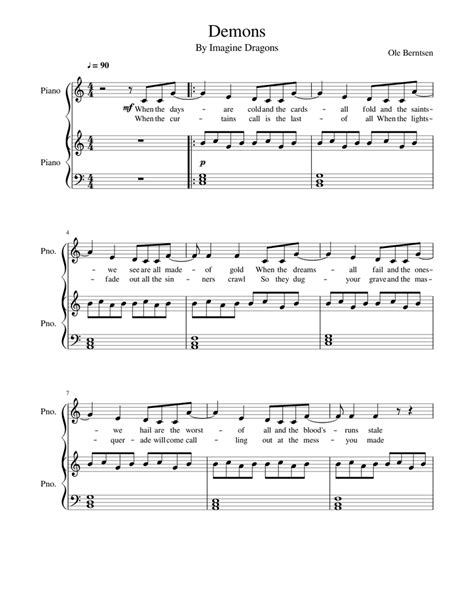 Get imagine dragons walking the wire sheet music, piano notes, chords and start playing in no time. Demons Imagine Dragons Sheet music for Piano (Alto Sax Piano Duet) | Musescore.com
