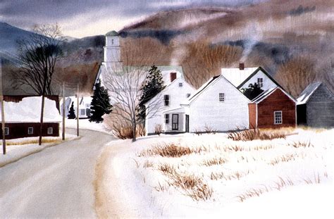 Vermont Winter Village Painting By Karol Wyckoff Fine Art America