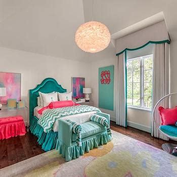 pink tufted bed eclectic bedroom anne coyle interiors