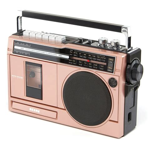 Ion Audio Retro Rocker 2 Rose Gold Portable Retro Style Compact Boombox Cassette Player With