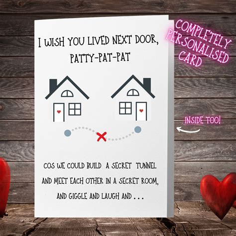personalised i wish you lived next door card custom printed by dizzy daisies