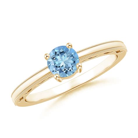 Angara March Birthstone Ring Vintage Style Aquamarine Solitaire