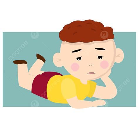 Little Boy Lying On The Ground Bored Flat Yellow Child Png And