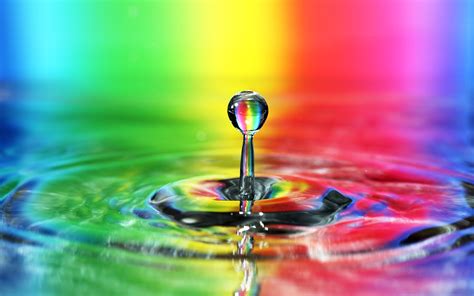 Photo Rainbow Drops Water Closeup 3840x2400