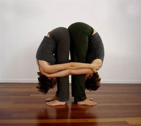 Partner Yoga Pose Double Standing Forward Bend Couples Yoga Partner
