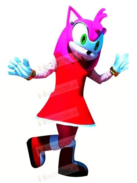 Happy Amy Rose Hedgehog Sonic Mascot Costume Cartoon