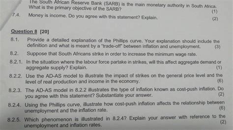 Solved The South African Reserve Bank (SARB) is the main | Chegg.com