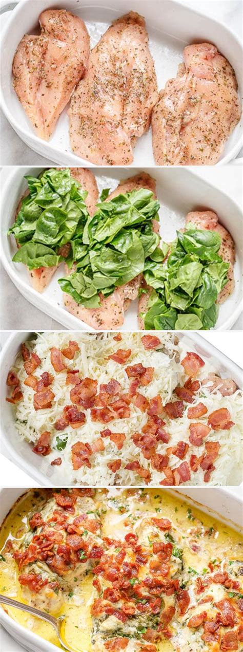 Bacon Spinach Chicken Alfredo Casserole Easy Chicken Casserole