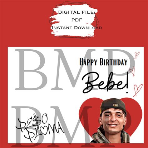 Card For Birthday Happy Birthday Bebe Peso Pluma Theme Card Etsy