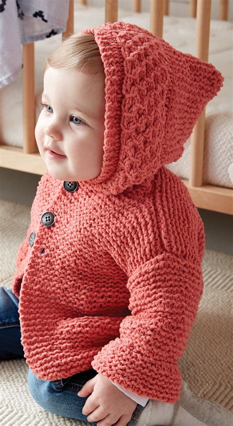 Your little sweetheart will stay warm and cozy in this beautiful sweater and cap set. Little One Hoodie Knitting Patterns - In the Loop Knitting