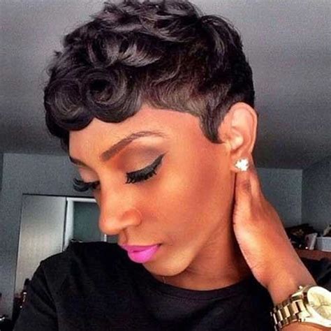 Make your short hairstyle edgier by adding a chestnut color with curls, and a shorter undercut. Short Haircuts for Black Women - 72 Pixie Short Black Hair ...