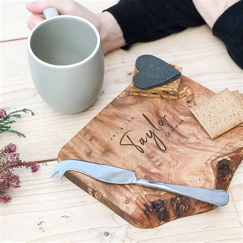 Personalised Rustic Olive Wood Cheese Board A Perfect And Unique