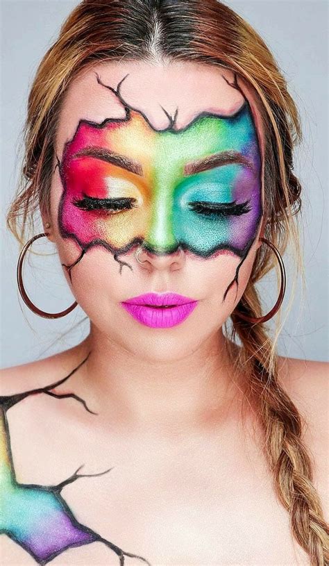 Full Face Trendy Makeup Ideasshattered Face💁💖 Colorful Makeup Face Art Makeup Crazy Makeup