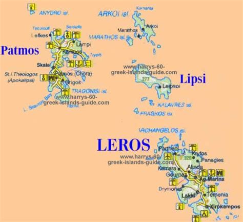 Map And Synopsis Greek Island Of Patmos Dodecanese