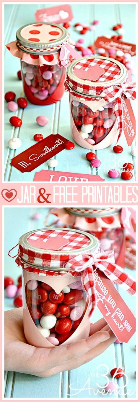Mason jar (i like to use the anchor brand for this project, since the surface of their jars is completely smooth). Free Valentine Printable and Heart Candy Jar (mit Bildern ...