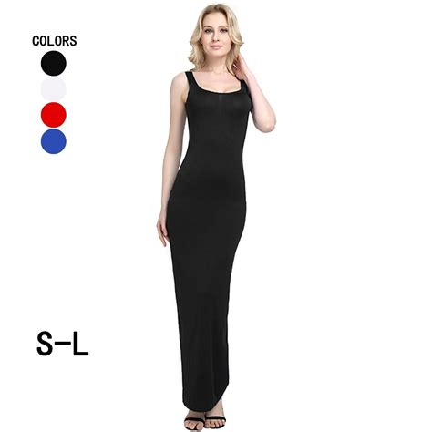 Western Sexy Womens Bodycon Dresses S L Fashion Maxi Vestidos Pure Color Sleeveless Casual Lady