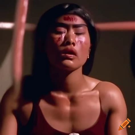 South Asian Female Fighter In A 90 S Movie Fight Scene With A Very Bruised Face On Craiyon