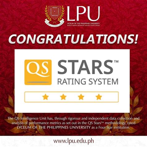 Lpu Shines In Outstanding 4 Star Qs Stars Rating Lyceum Of The