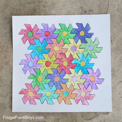 Flower Tessellation Activity For Kids With A Printable Template