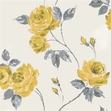 Romance Shabby Chic Floral Wallpaper Yellow Grey 01429roy