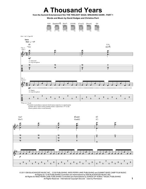 A Thousand Years By Christina Perri Guitar Tab Guitar Instructor