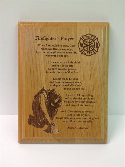 Firefighters Prayer Plaque Laser Engraved Etsy Fire Ts Plaque